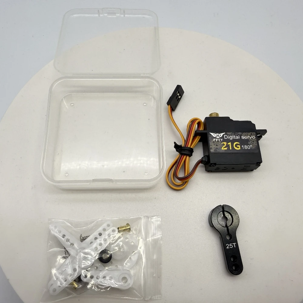 FFTY 21G waterdichte RC legering digitale micro-servo's, Metal Gear servo's voor 1:14 1:18 1:16 RC vliegtuigrobot met 25T zwenkarm