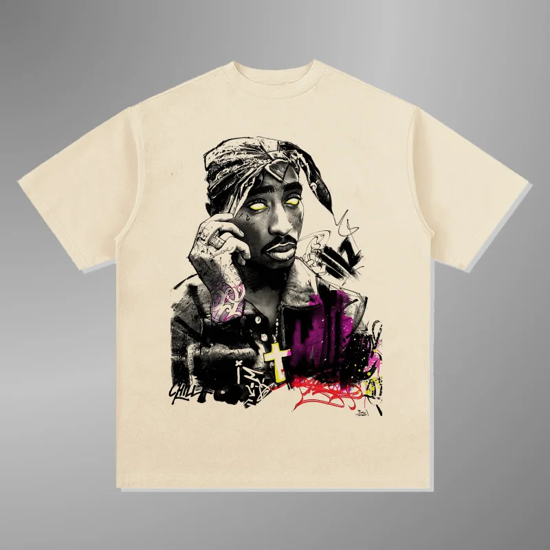 TUPAC FACE Baggy Shirt Men Women Oversized Y2k T Shirt Street Clothing Hip Hop Fashion Casual Cotton Short Sleeve Male T-shirts