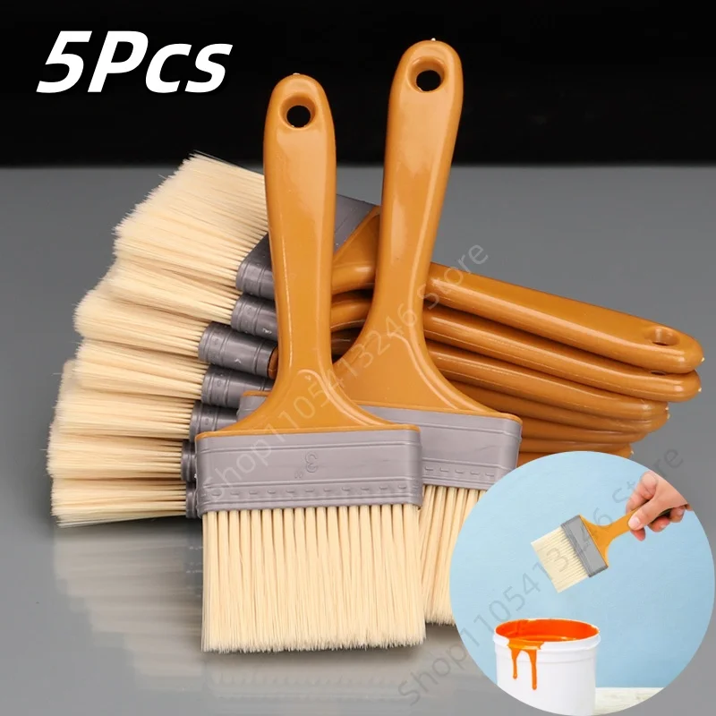 5Pcs Plastic Paint Brush 1-5 Inch Multifunction Soft Bristle Durable Cleaning Brush Home Improvement Wall Paint Tool Brush