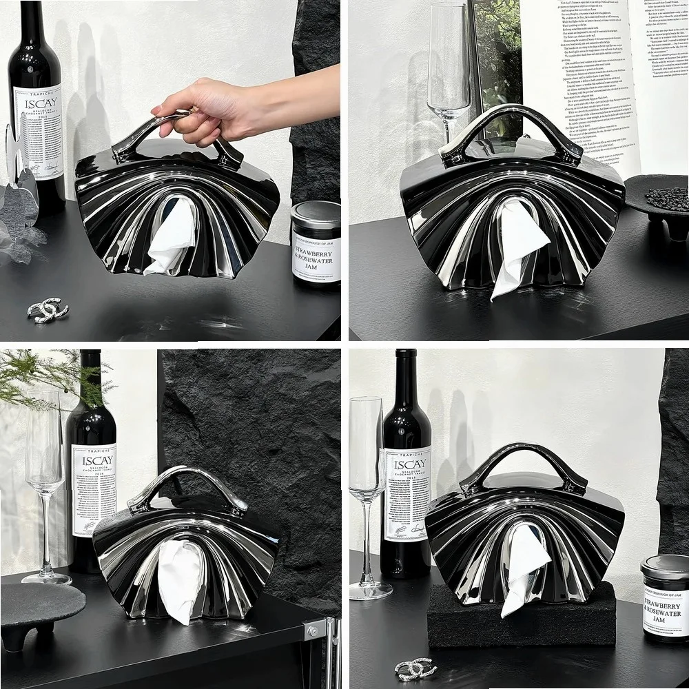 

Luxury Ceramic Tissue Box Holder, Creative Handbag Design Home Decor for Living Room & Bathroom