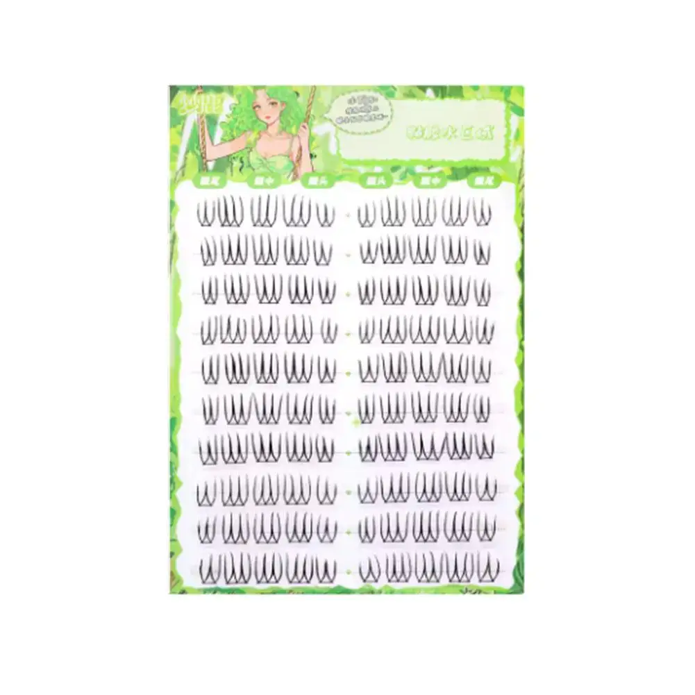 Cílios postiços criptografados segmentados em forma de u ídolo coreano novato natural falso estilo diário diy cílios maquiagem mangá m1u6
