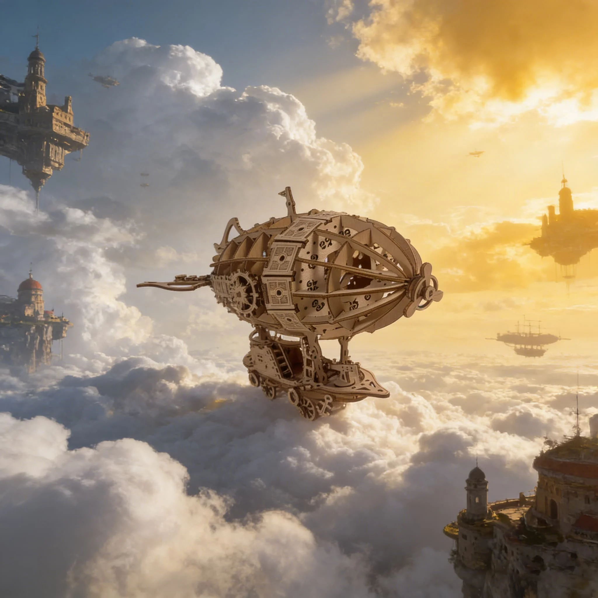 ชุดโมเดลปริศนา 3 มิติ ทำจากไม้ รูปเรือเหาะ - ของเล่นสร้างสรรค์สำหรับเป็นของขวัญวันหยุดและวันเกิด