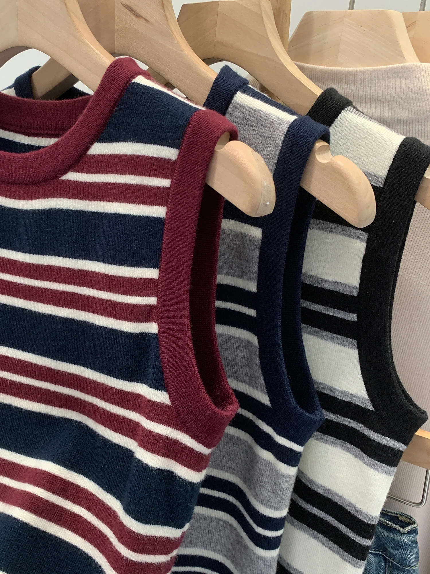 Retro Gestreifte runde Ne Svel Gestrickte Weste frauen Sommer Neue Design Sensation Single Wear Top H-ape Bal Elastici