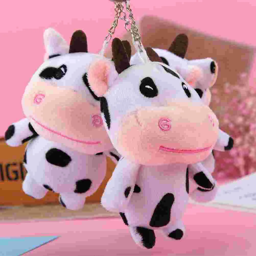 Couples Gifts Stuffed Animal Keychain Cartoon Plush Cow Pendant Key Chain Wallet Key Ring Decoration Handbag Pendant