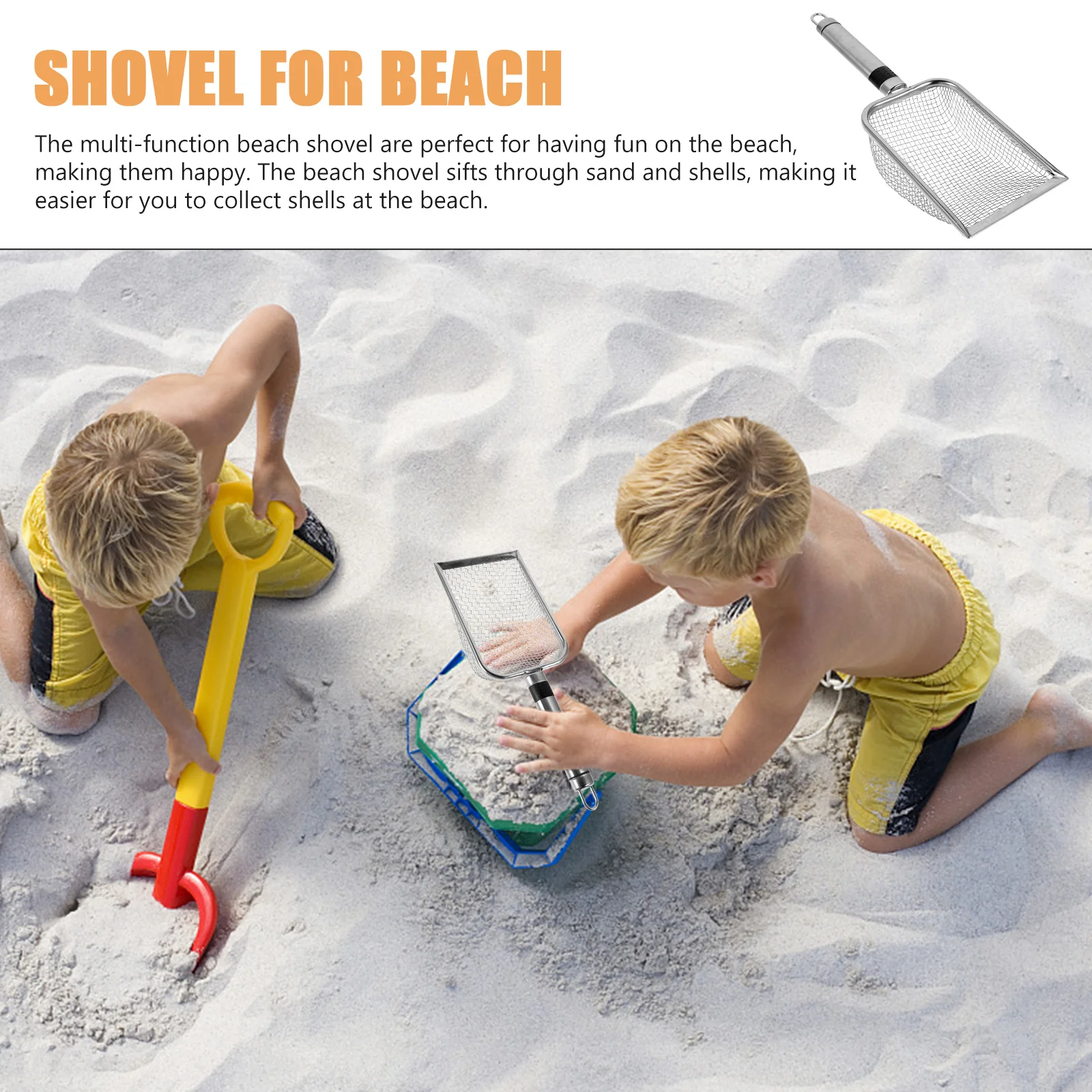 

Stainless Steel Sand Filter Shovel Strong Beach Mesh Shovel Multi-Use Sand Sifting Tool Ideal for Shell Collecting and Beach