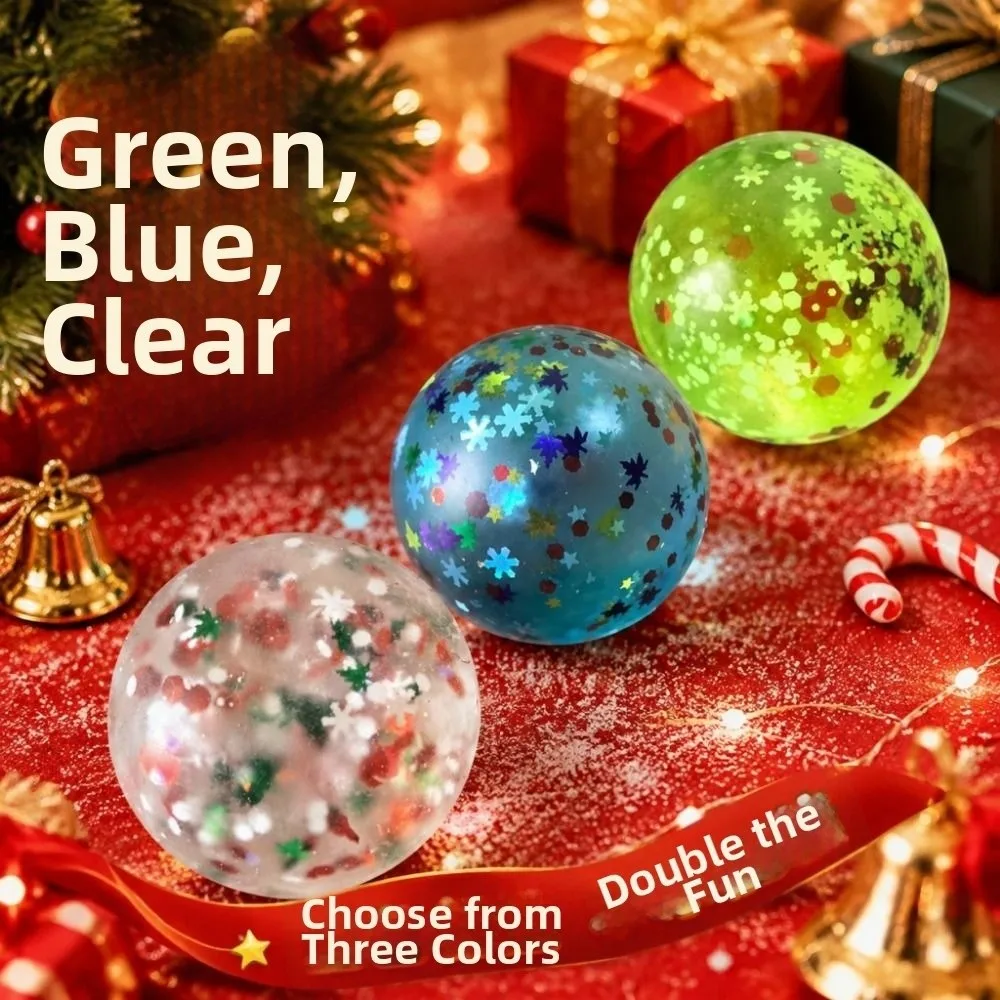 Soft TPR Christmas Snowflake Squeeze Kneading Glitter Sequins Fruits Squishy Transparent TPR Snowflake Sequins Pinch Le