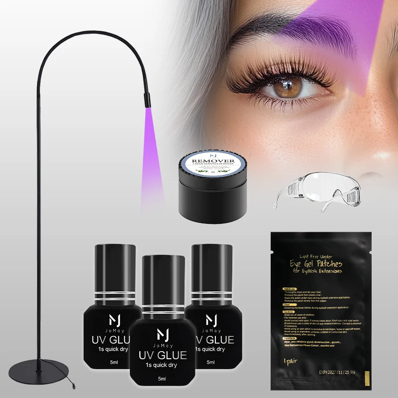 

Длинный клей для наращивания ресниц, УФ-клеевая лампа с черными заплатками для инструмента для макияжа ресниц, 1S, набор для удаления клея