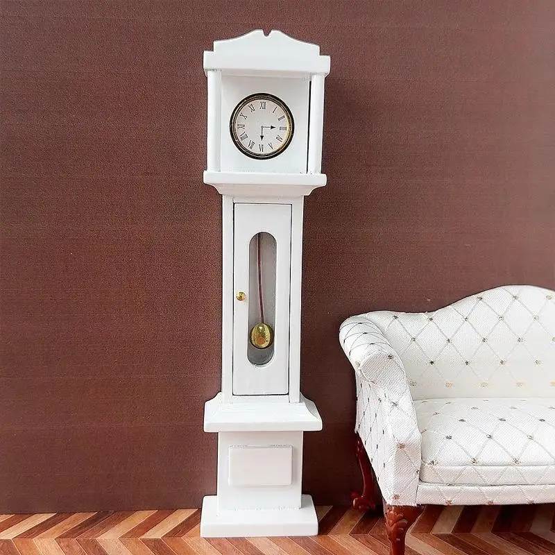 1 pçs 1: 12 casa de bonecas relógio de chão de madeira e sino antigo modelo brinquedo em miniatura casa de boneca restaurante cena acessórios