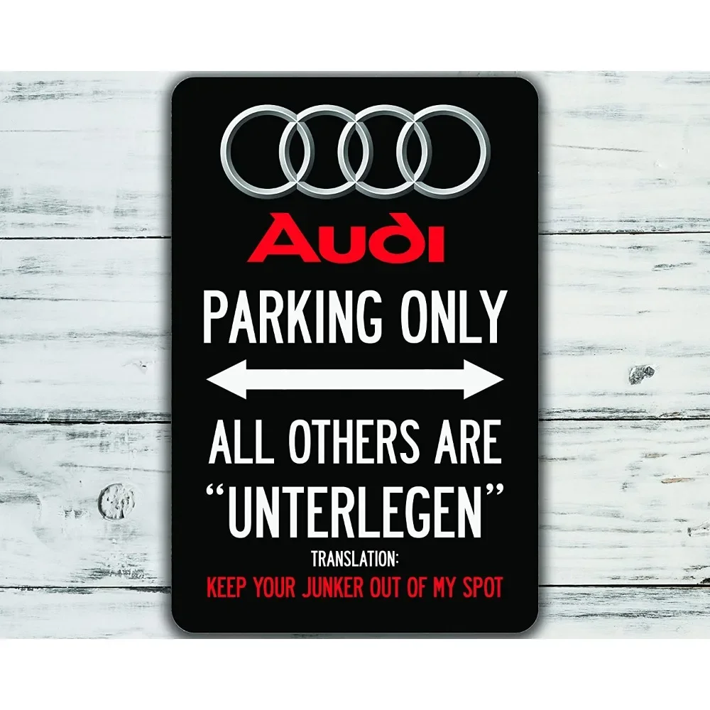 Car Audi Parking Only Metal Sign Sign Wall Art Decor for Pub Bar Garage Decoration Tin Sign Wall Art Wall Decor