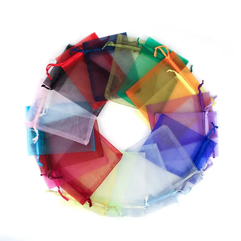 7×9CM 100pcs Wholesale organza gauze bags jewelry gauze pouches packaging bolsa wedding rope bags gift candy Storage bags