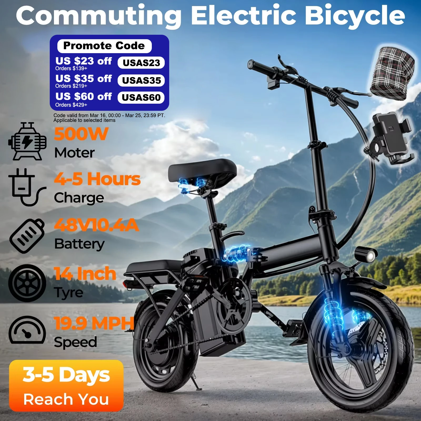 500W Folding Electric Bike 1