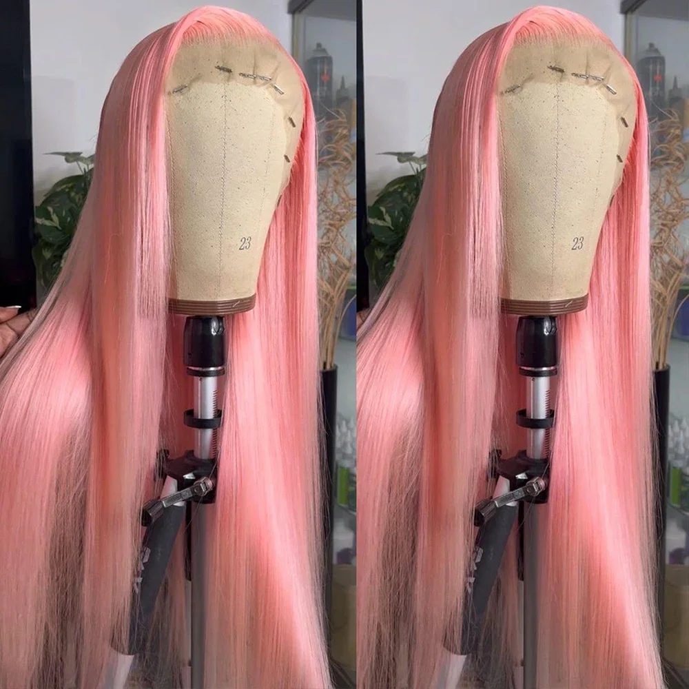 30 38 Inch Long Pink Wig Lace Front 100% Human Hair Wigs Straight 613 Colored 13x6 Hd Lace Frontal Wigs for Women Preplucked