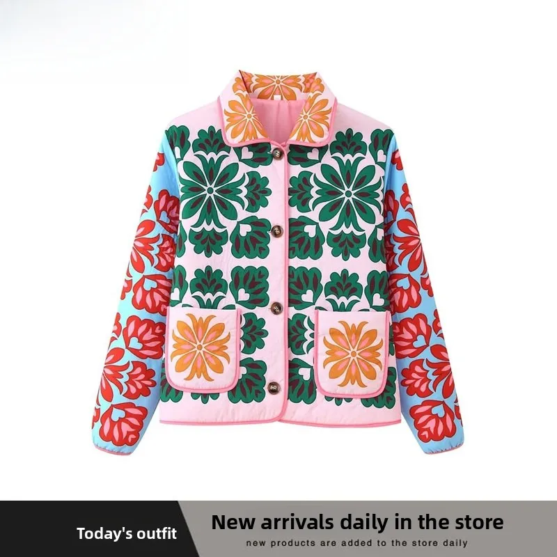 

Faionable Loose Cotton Jaet Women's Autumn Winter New Arrival Printed Outerwear ZR Sle Versatile Design French Sle