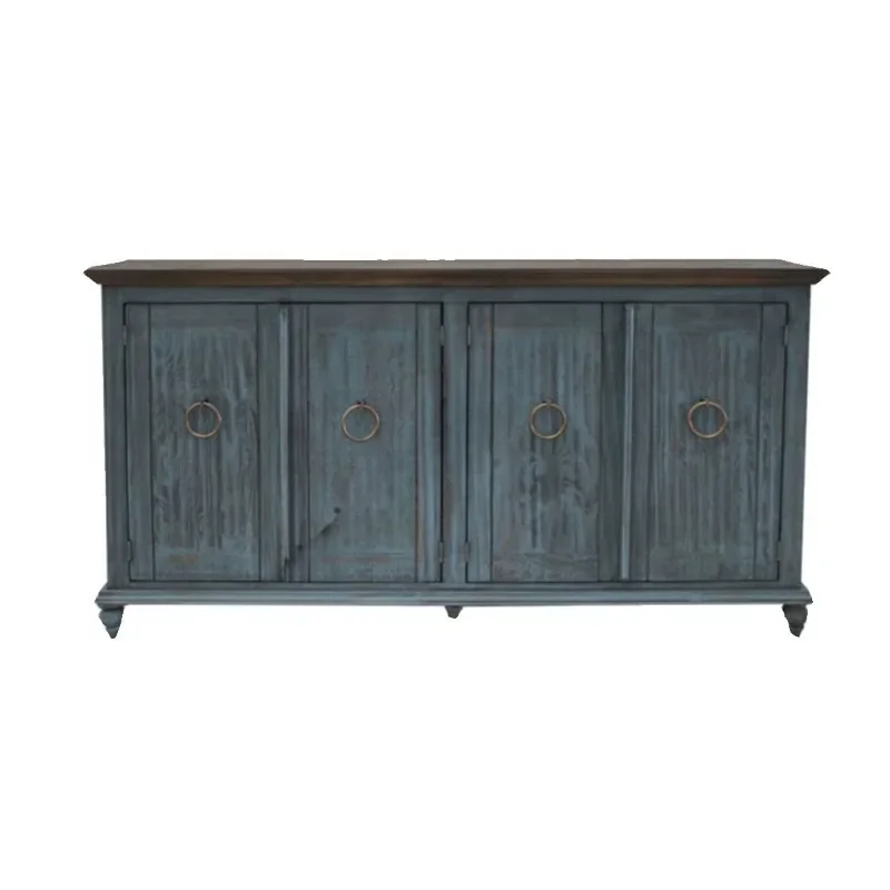 

American rural solid wood dining side cabinet retro high-end old entrance cabinet living room furniture storage