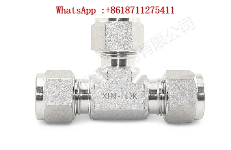 Stainless steel ferrule equal diameter tee joint 316L high pressure resistant 70MPa ferrule tee joint