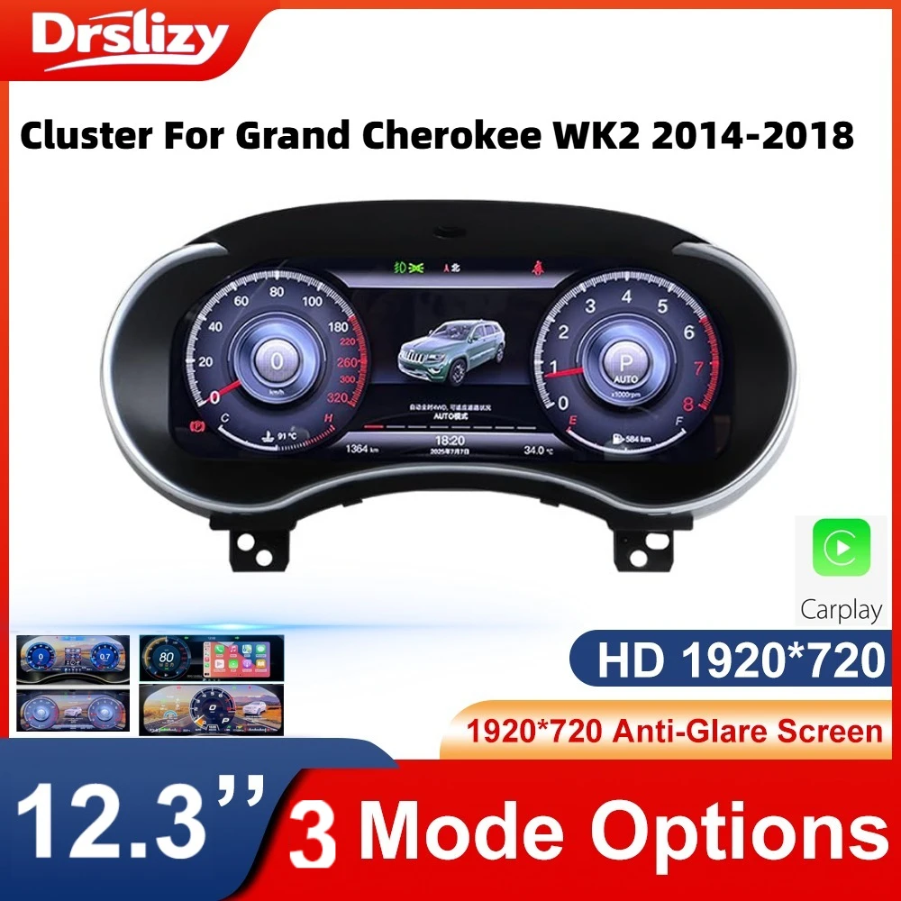 

Cluster For Grand Cherokee WK2 2014-2018 Dashboard Digital 12.3inch Screen Dashboard Instrument Speedometer LCD OTA Upgrade