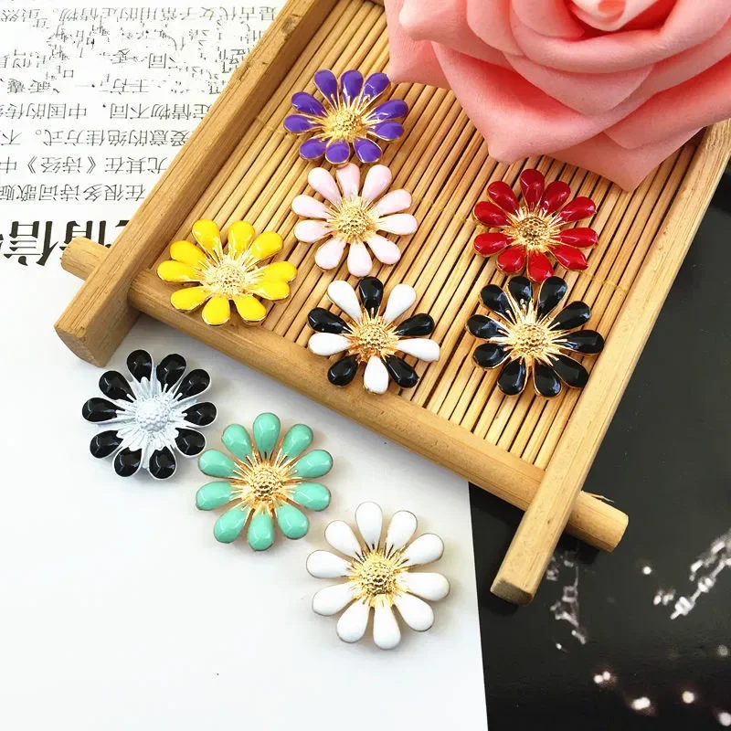 (BT329 20mm)10pcs mix 8colors Vintage Alloy Rhinestone Buttons Flatback flower Headband Bowknot Accessory Craft