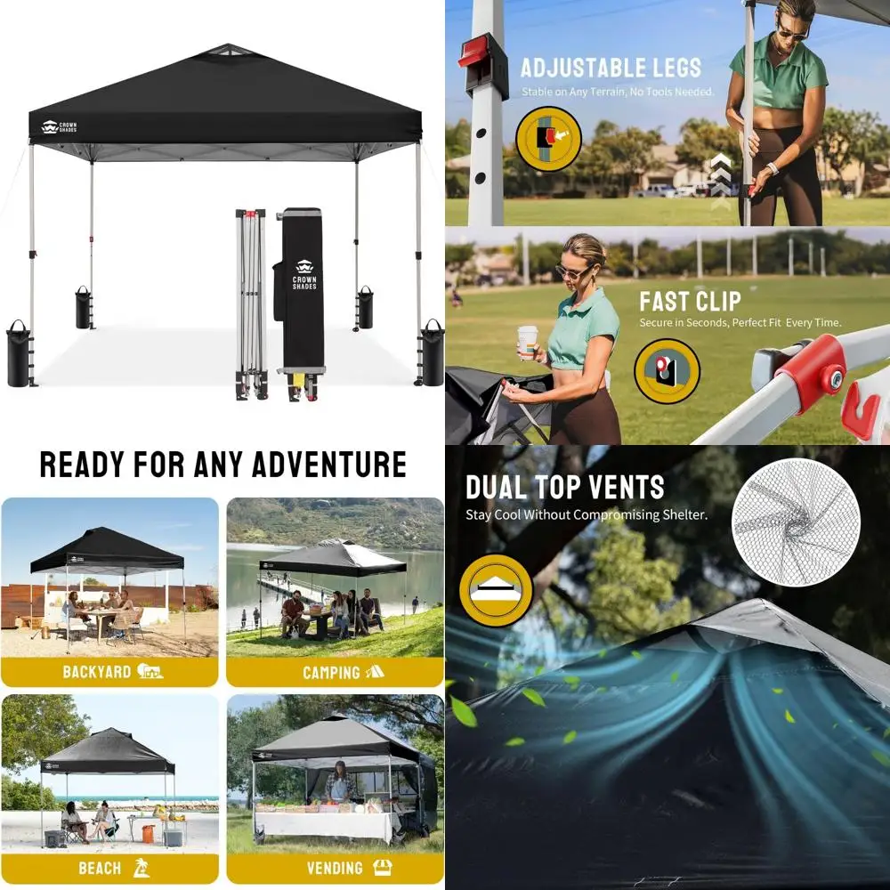 

12x12 Instant Outdoor Canopy with One-Push Setup, Wheeled Carry Bag, 8 Stakes, and 4 Ropes for Easy Setup and Mobility