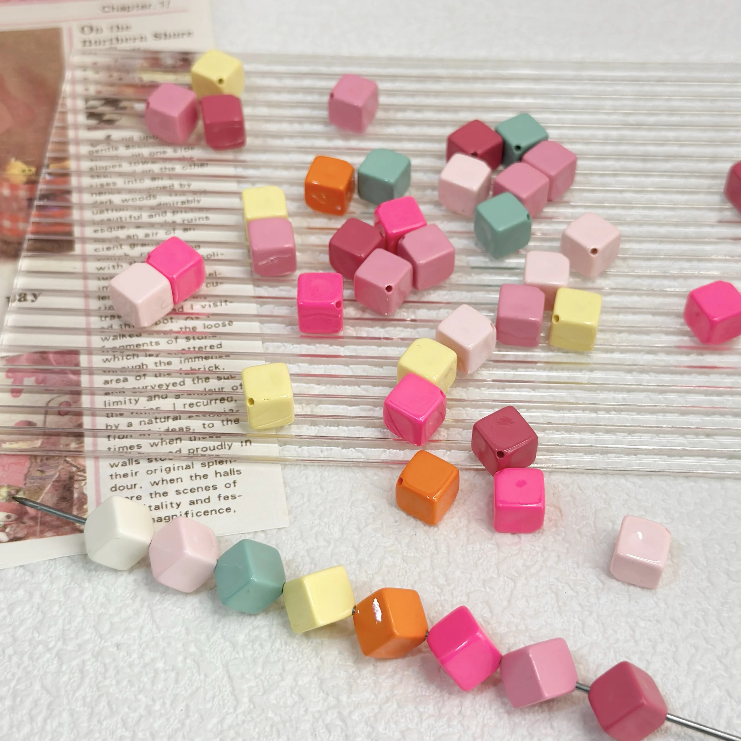 

aron Square Beads Loose Beads Bracelet Mobile Phone Chain Handmade Jewelry Accories Versatile DIY Crt Supplies