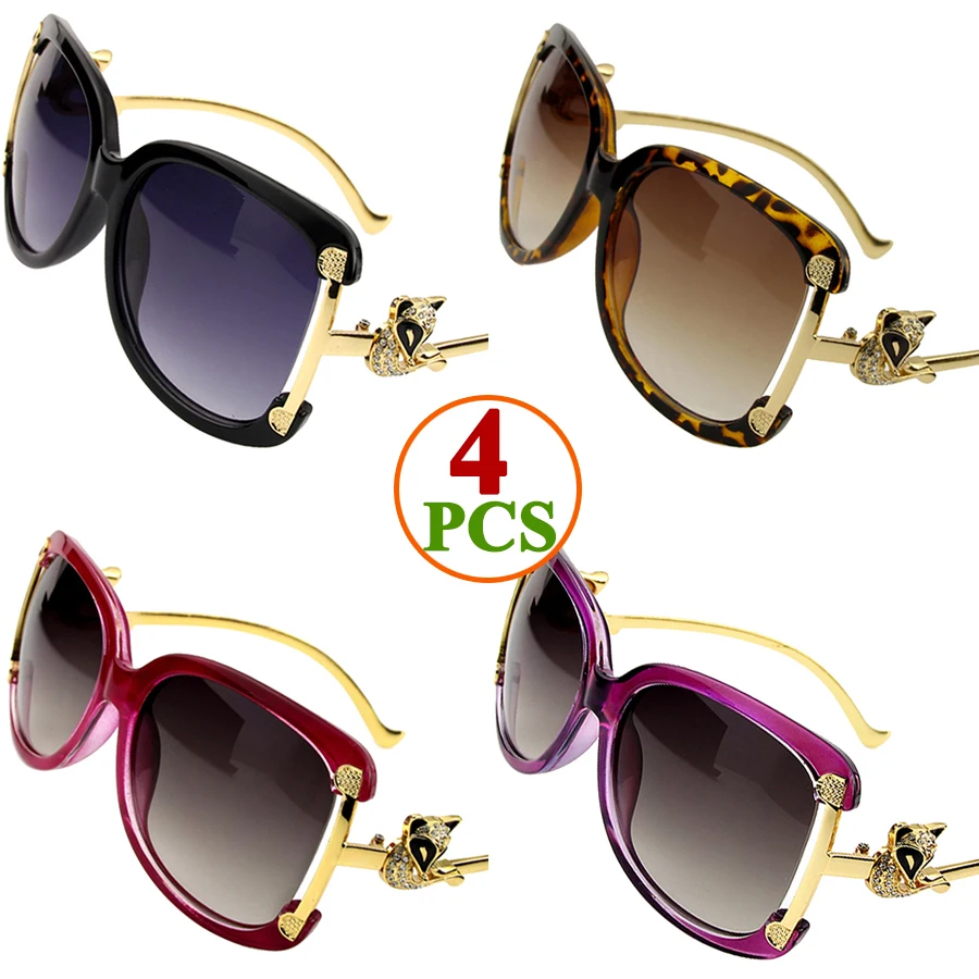 Sonnenbrille Frauen Luxusmarke Designer Damen ovale Legierung Rahmen Gold Fuchs Dekoration Vintage Sonnenbrille Mädchen 4 Farben – Detail 6