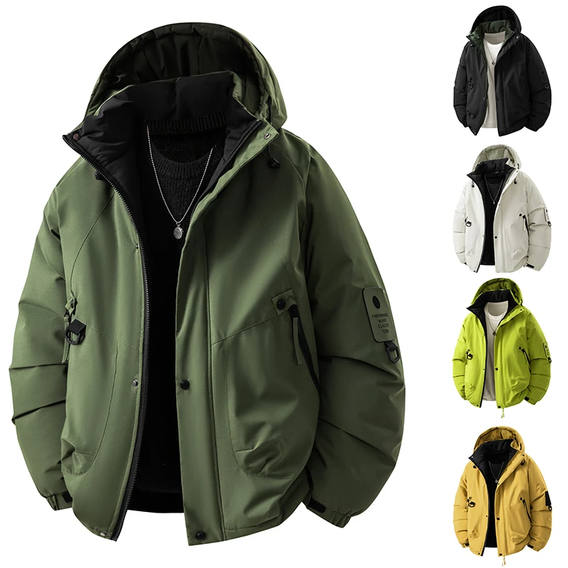 

Hooded Cotton Lined Autumn/winter Jacket Warmth Parkas Windbreaker Men Graphene Self Heating Cotton Padded Jacket