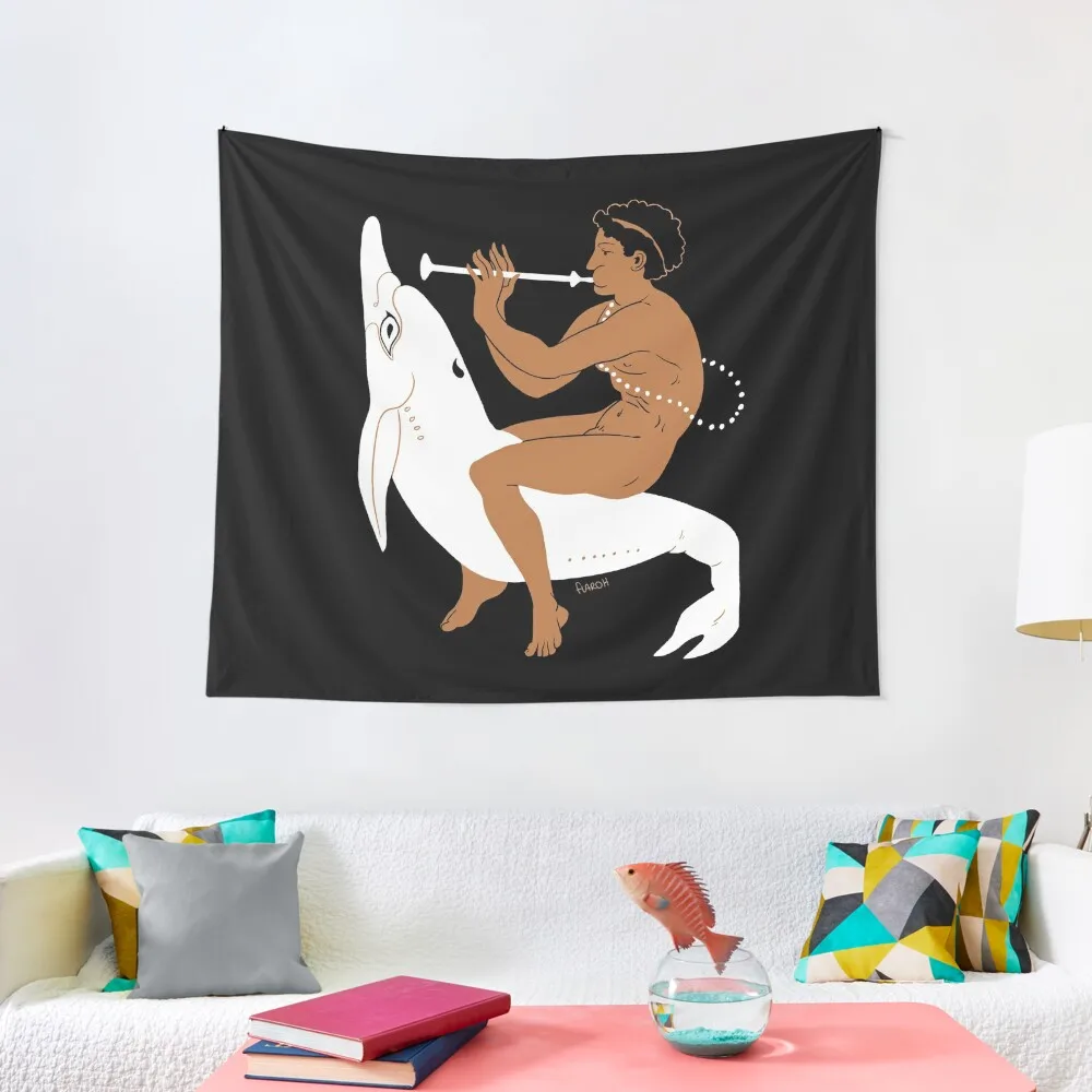 Etruscan Youth Riding Dolphin Tapestry Home Decor Accessories Wall Tapestries Aesthetic Room Decoration Decor For Room Tapestry