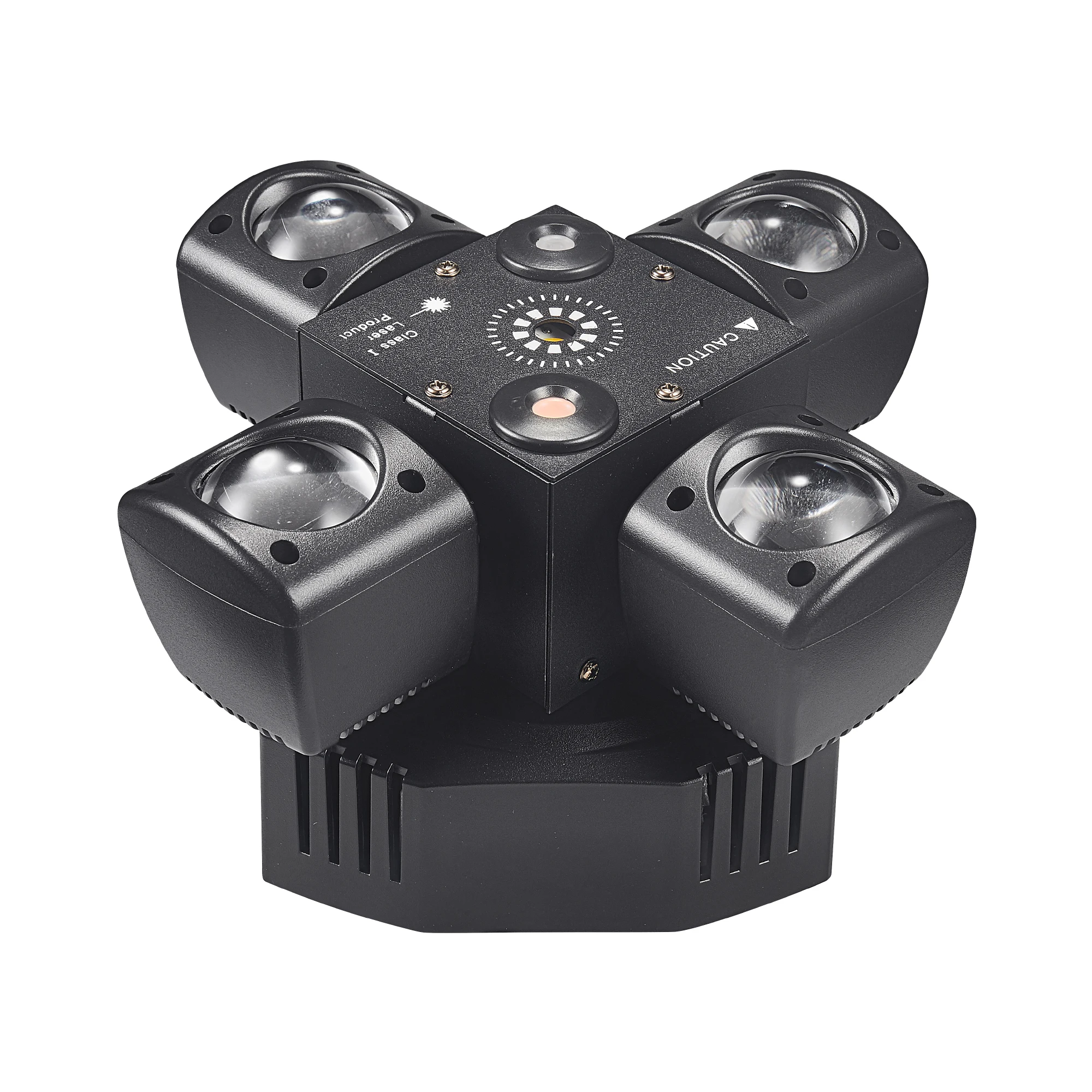 Vierarmige roterende lichten 48W LED Moving Head Beam DJ Disco Licht DMX512 Spraakgestuurde RGBW Beam + Groene Laser voor feestjes en bars - afbeelding 2