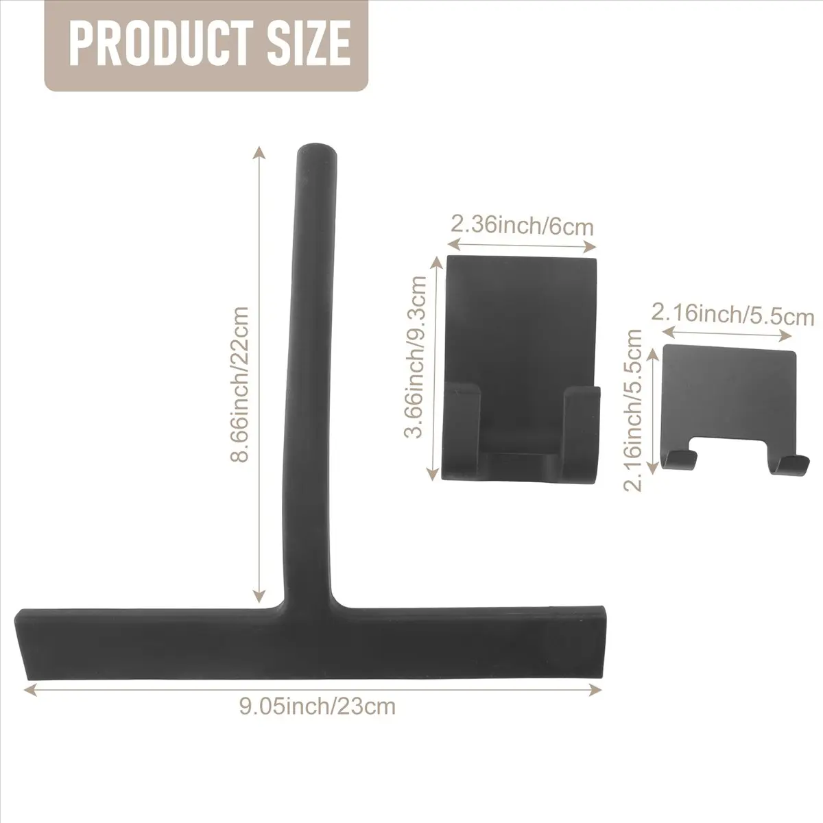 A38M Shower Squeegee, Silicone Window Squeegee Black Wiper Without Drilling Shower Cleaner with Hanging Hook