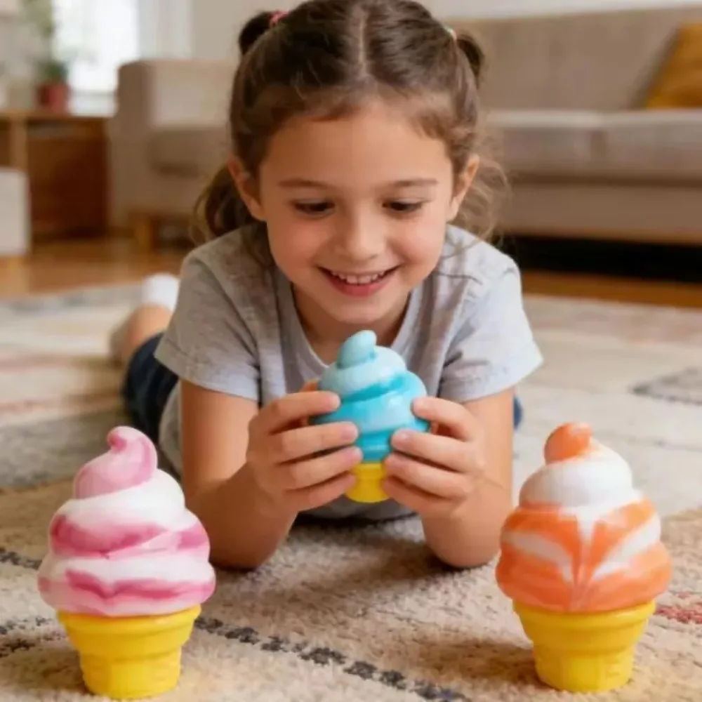 

Nice Cream Ice Cream Cone NeeDoh Sensory Stress Relieving Toy Suitable for Anxiety and Concentration Desktop Sensory Cube Suitab