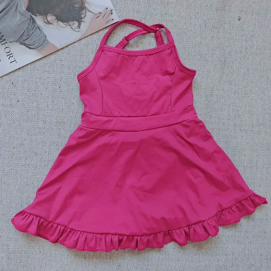 

8.22 Baby Girls Summer Hotpink Knit Knee Length Dresses