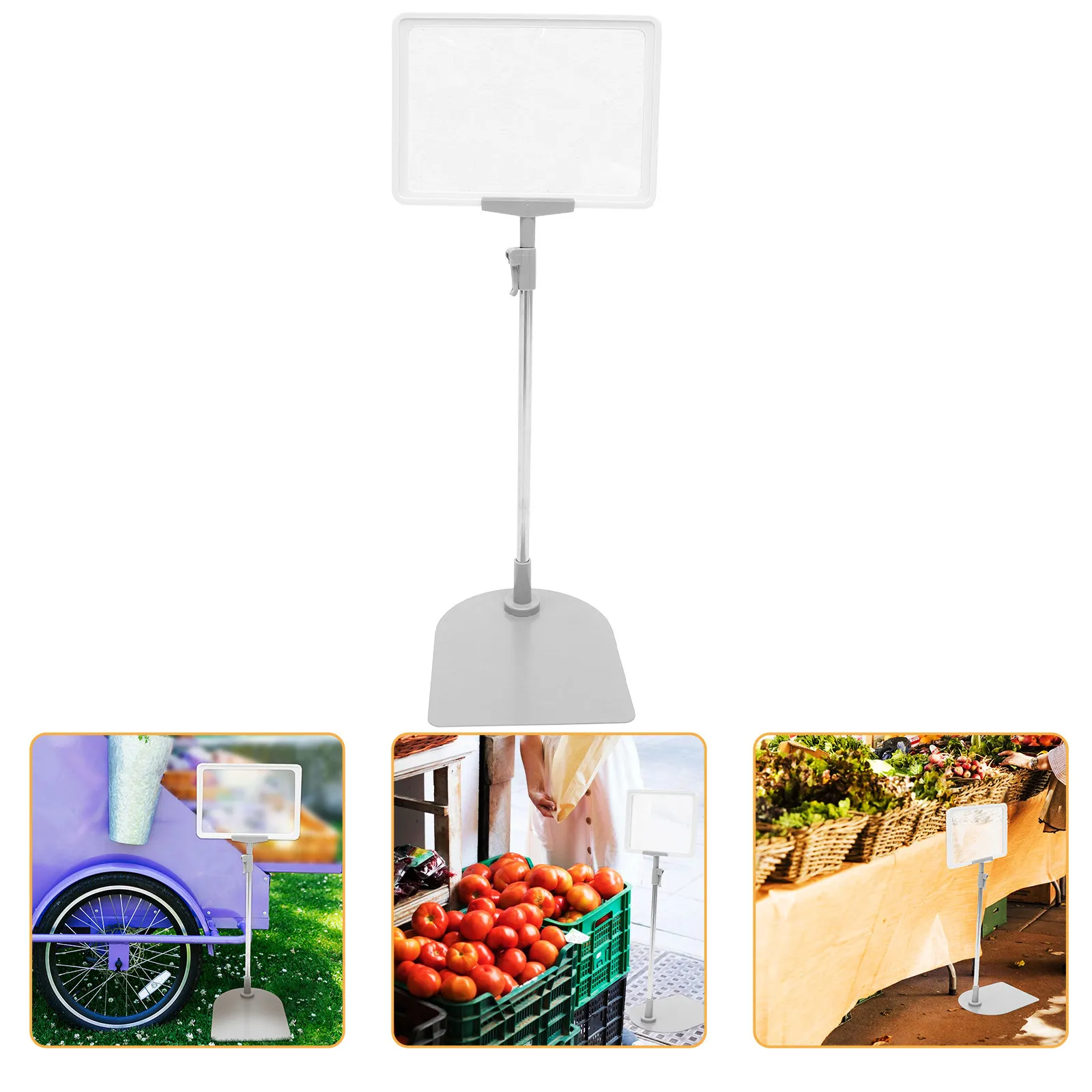 a5-white-frame-silver-price-display-holder-for-supermarket-fruits-vegetables-reusable-stand-tag-board-label-holder