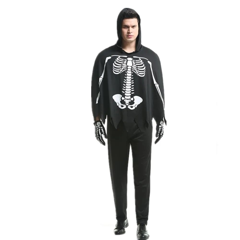 Halloween Men Adult Grim Reaper Costume Scary Skeleton Ghost Costume Cos Masquerade Terror Party Supplies Pants Gloves Clothes