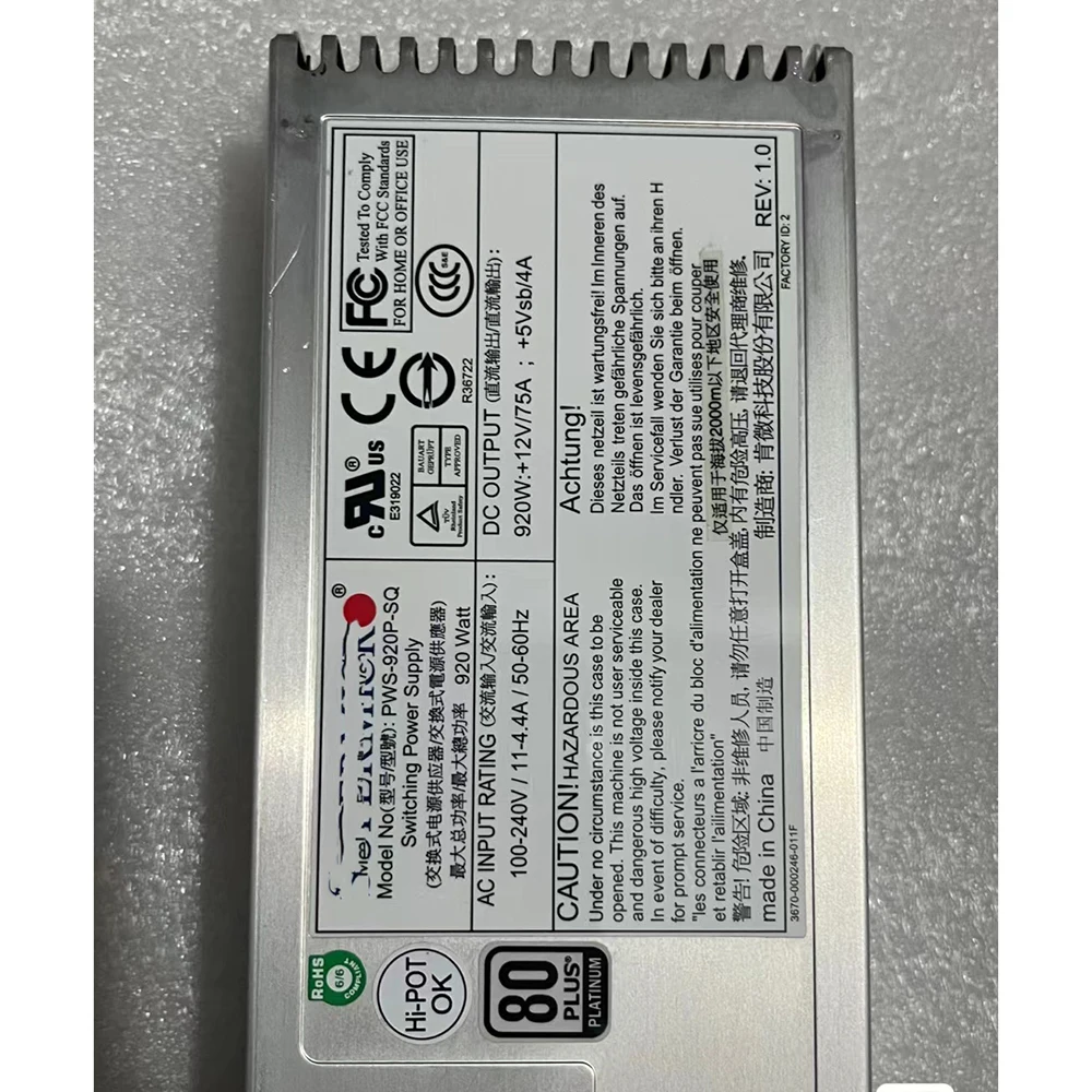 لإمدادات طاقة الخادم لـ PWS-920P-1R REV:1.11 PWS-920P-SQ REV:1.1 920W I840-G25 اختبار 100% قبل التسليم