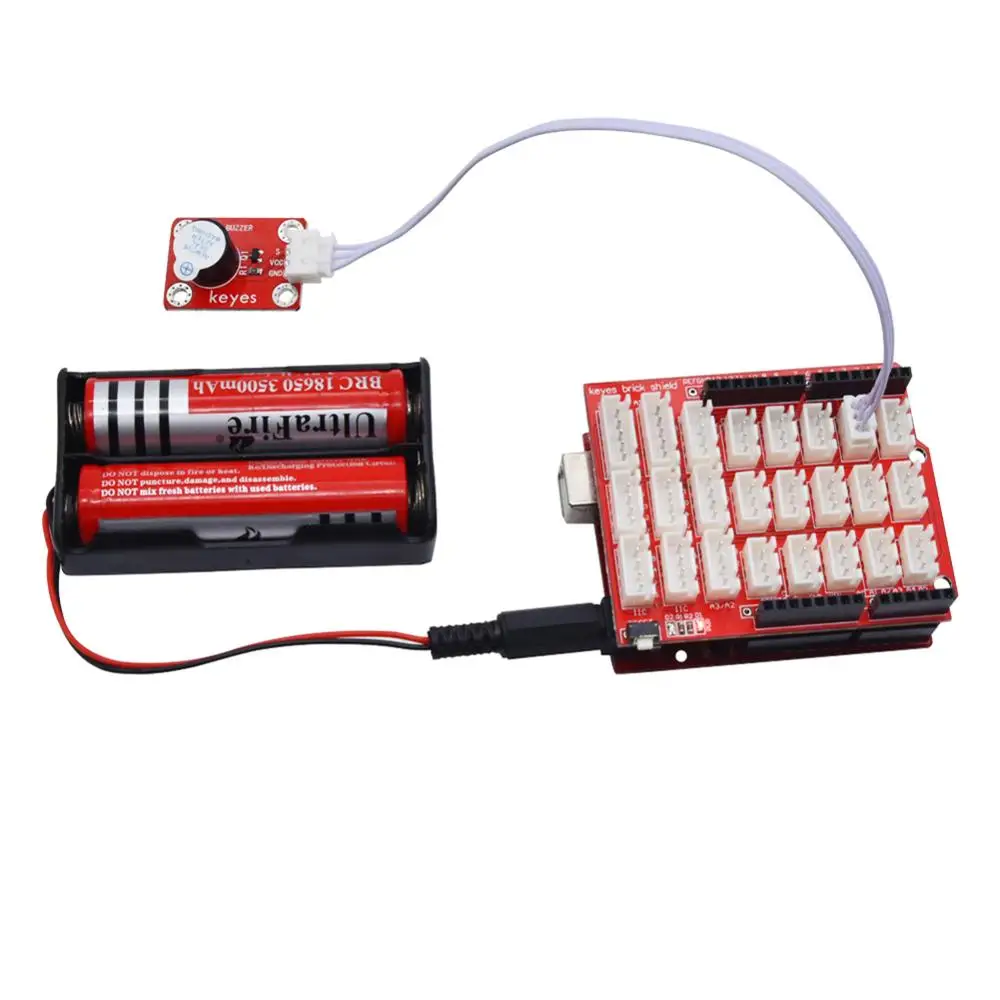 10 stuks toetsen baksteen actieve zoemermodule (padgat) anti-reverse plug witte terminal voor Arduino