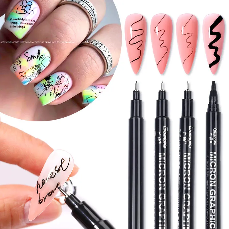 Nail Art Rysowanie Pióro Chromowe Lustro Srebrne Złote Chromowane Metal Wodoodporna Liner DIY Nail 3D Abstrakcyjna ceramiczna farba dotykowa