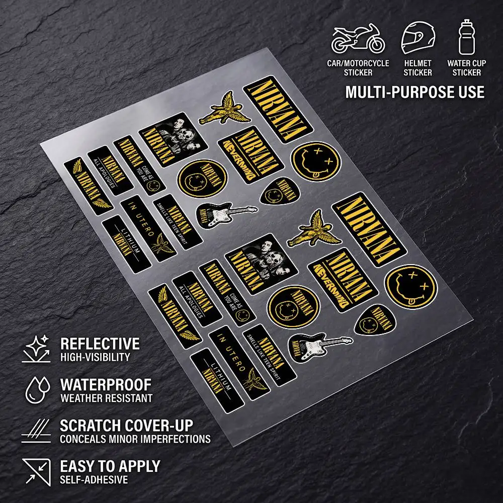 NirvA-nA- Waterproof Vinyl Long Lasting Waterproof Reflective Sticker Scratch Conceal Fit Motorcycle Car Helmet Fridge Decals