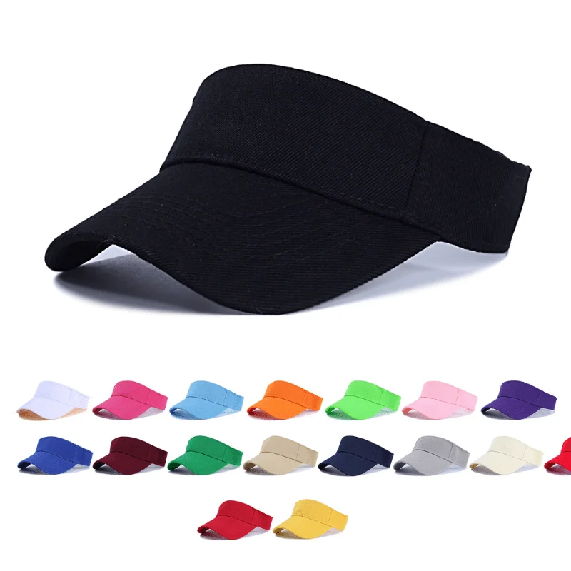 Solid Color Fitted Sun Visor Hat - Adjustable, Sun Protection, Woven Polyester, Toggle Closure, Suitable for Outdoor Golf, Tenni