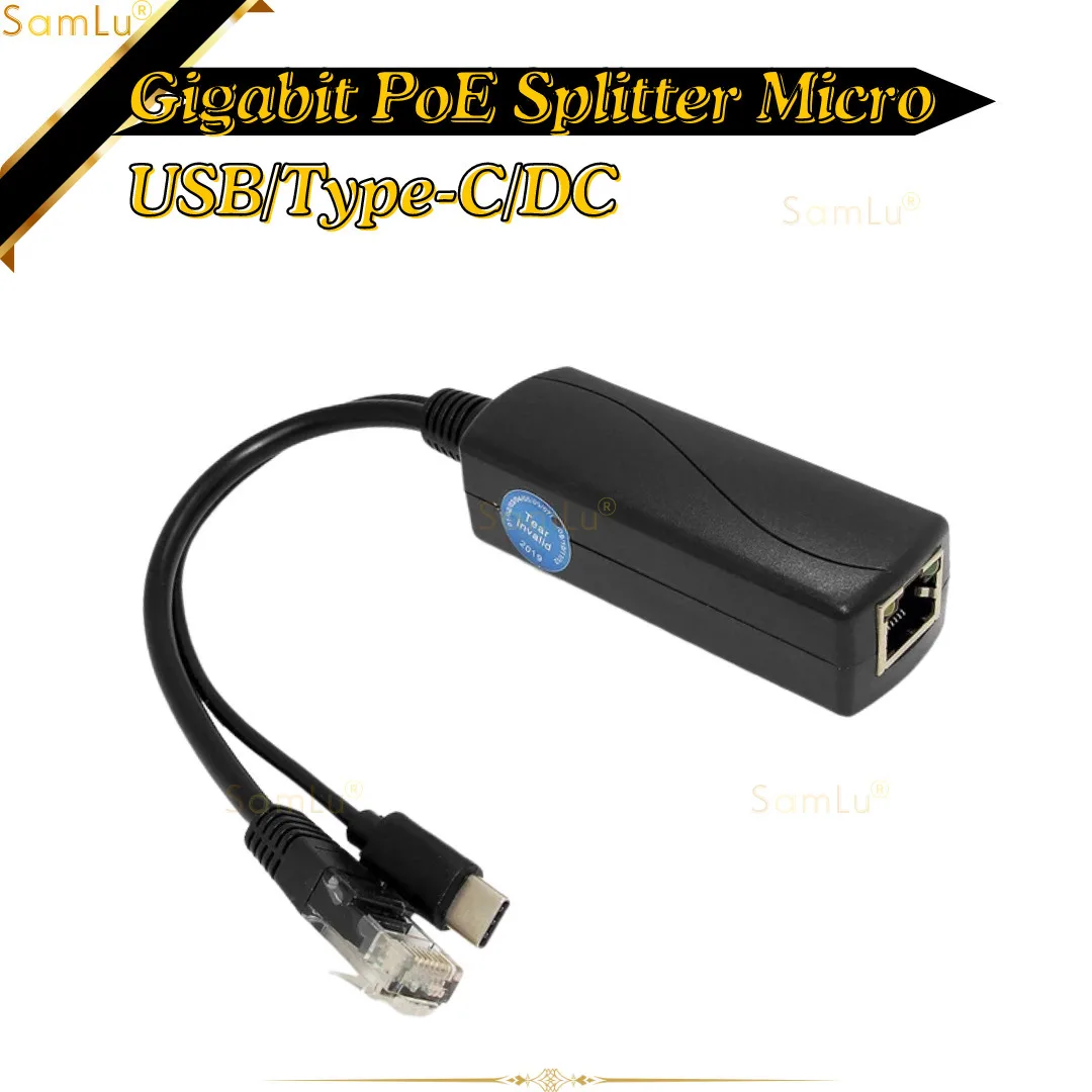 

Gigabit PoE Splitter Micro USB/Type-C/DC 10/100/1000Mbps Power over Ethernet IEEE 802.3af for IP Camera