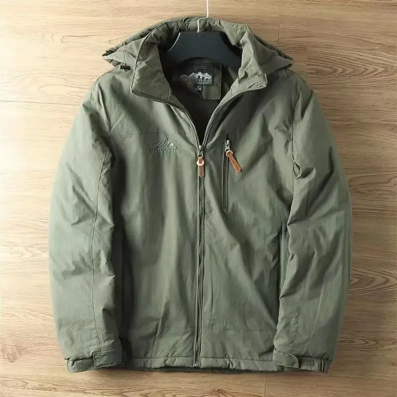 

Waterproof Fleece Lined Warm Jacket Outdoor Hiking Trekking Jacket with Hood Spring Autumn Windbreaker Hooded Jacket Mens Coats