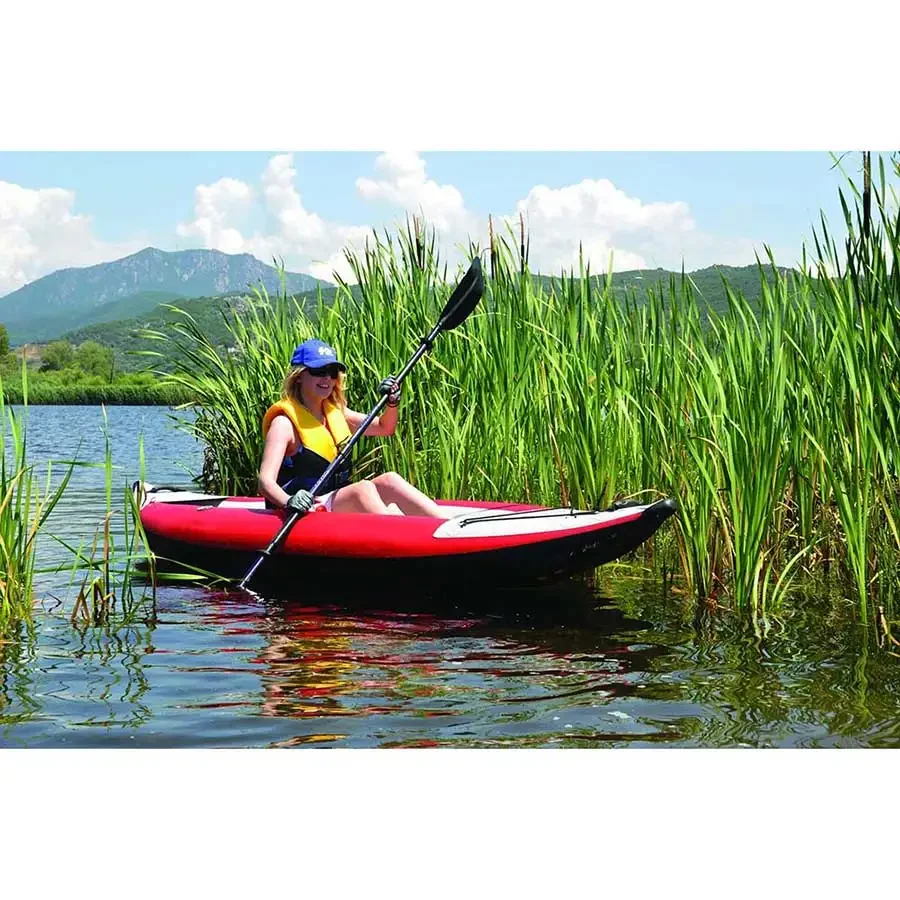 Red Single Person 300cm Tube PVC Wall Drop Stitch Floor Inflatable Kayak