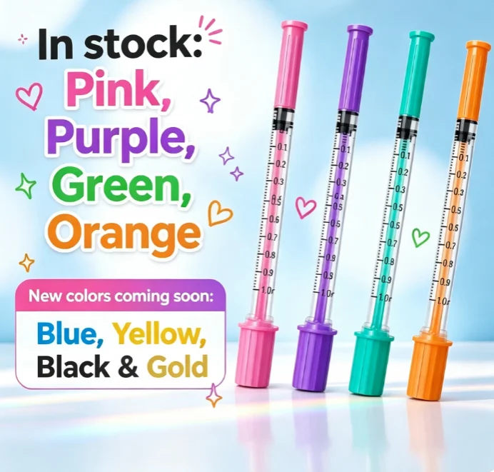 100pcs Brand New Mint Green Sterile Insulin Syringe 0.3/0.5/1ml 31G 6/8mm Pink Purple Orange Hub Disposable for Human Veterinary