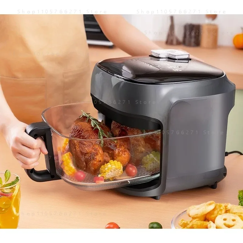 New Household Air Fryer Multifunctional No-Turn Over Visual Uncoated Glass Liner Cooker