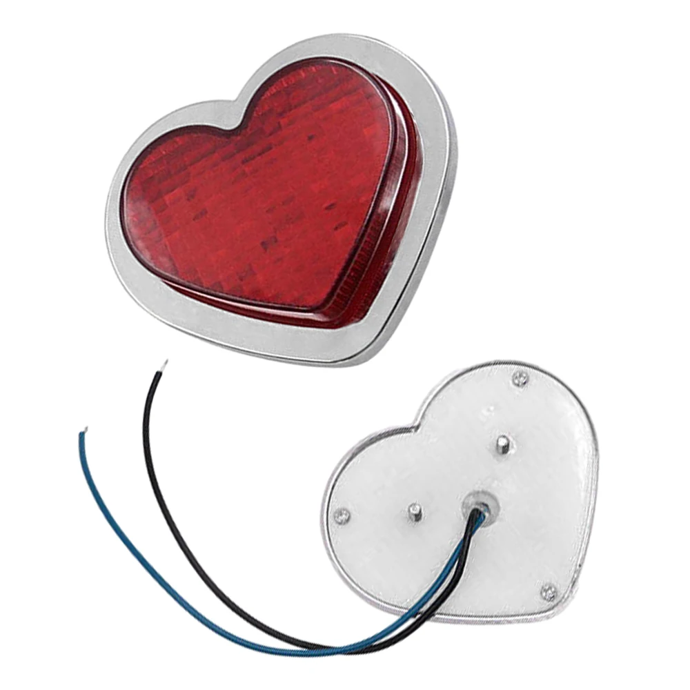 2PCS Red Heart Shaped Side Marker Turn Signal 12V Accessory LED Light FOR Cars Vans Trucks Trailers