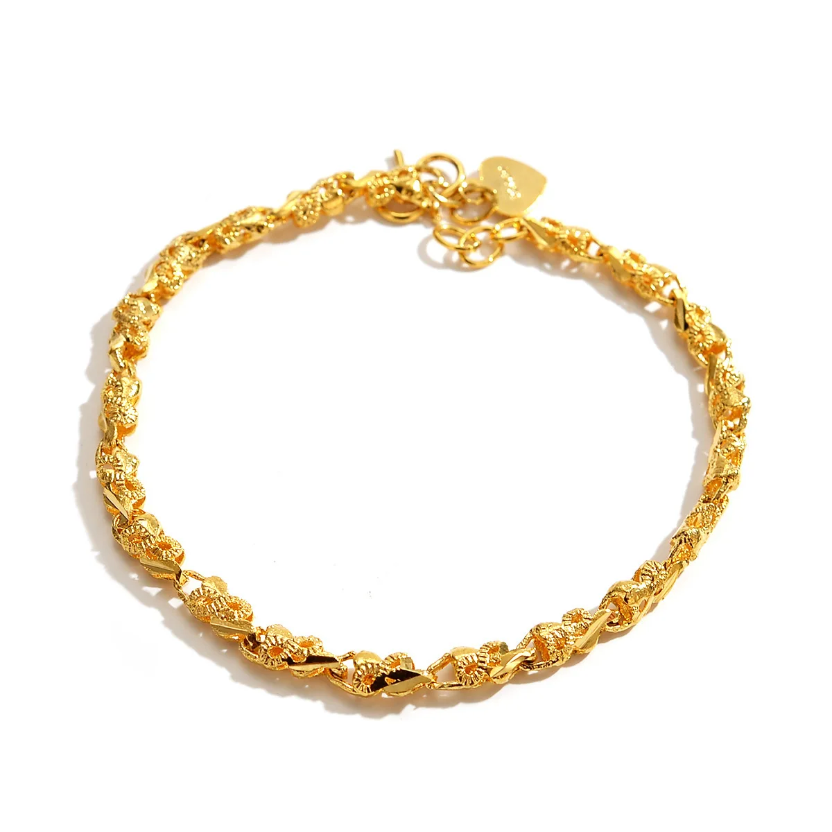 AU999 Gold Bracelet Japanese and Korean Fashion Womens Fashionable and Generous Wrist Chain 24K Pure Gold Jewelry for Girlfriend