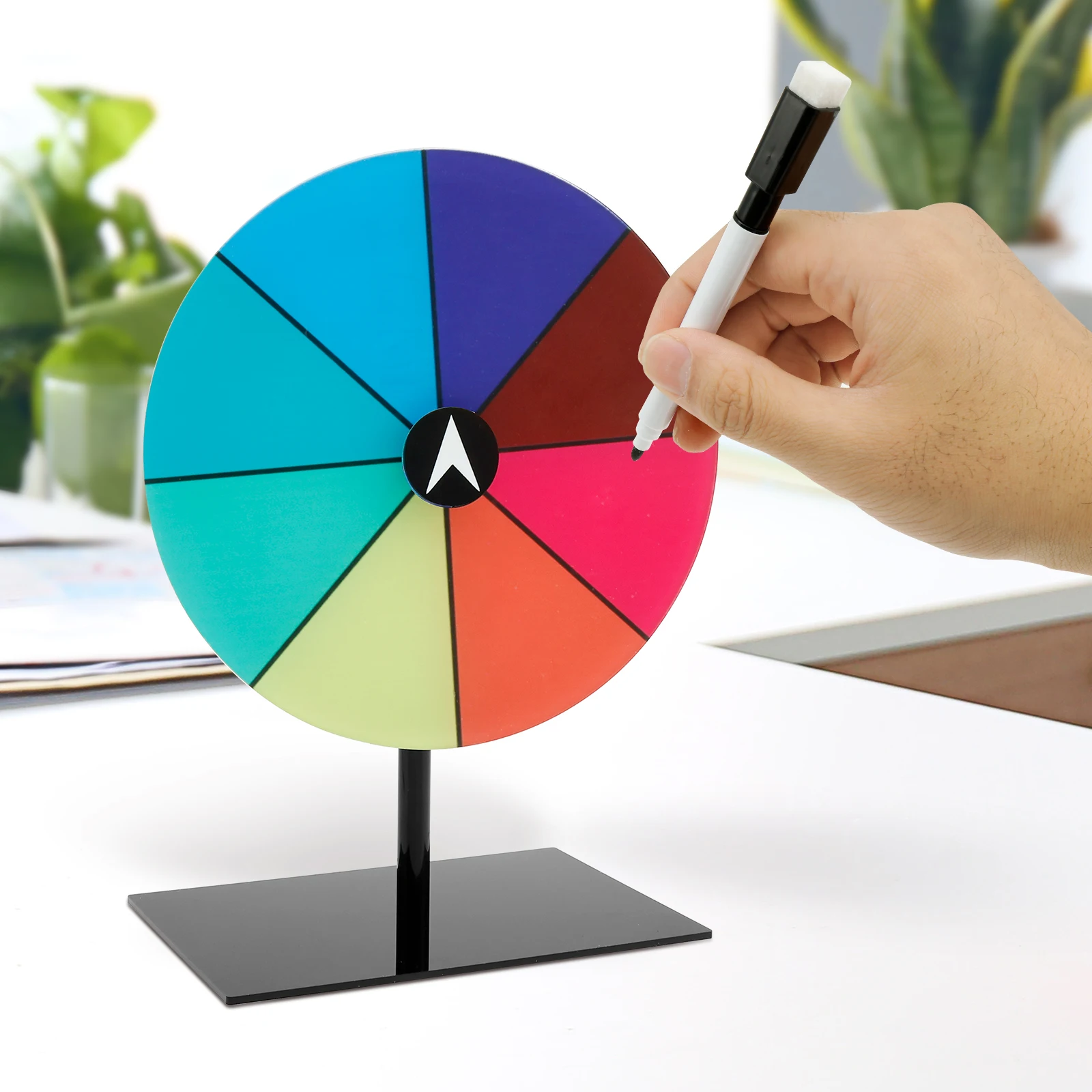 

Prize Wheel Dry Erase Spin Wheel Spinner Game Color Roulette Wheel Editable Spin Wheel For Prize Tabletop Prize Wheel with Stand