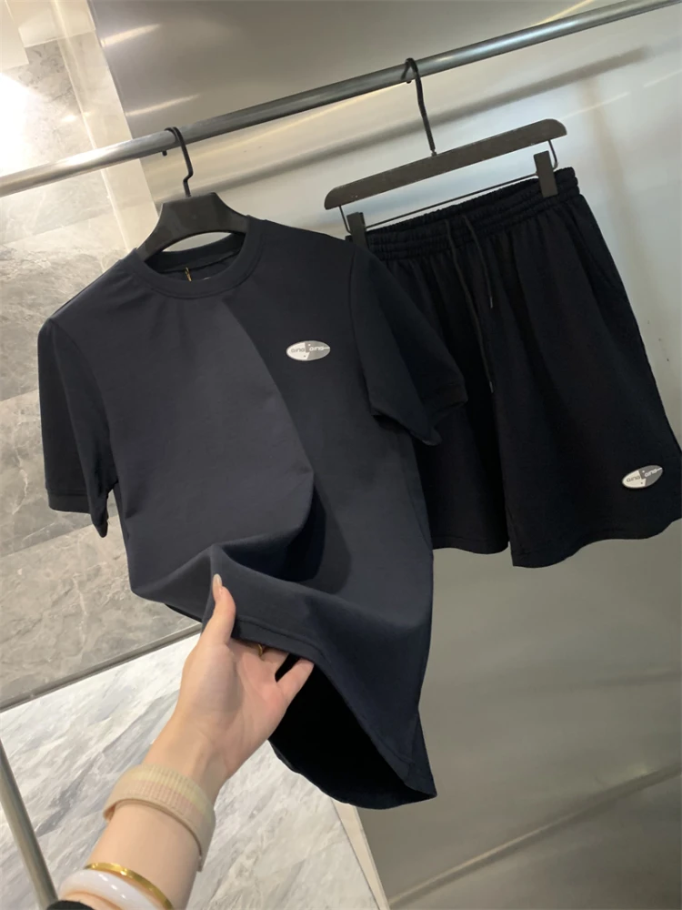 

Мужской летний спортивный комплект из 100% хлопка: футболка и шорты, удобные и дышащие