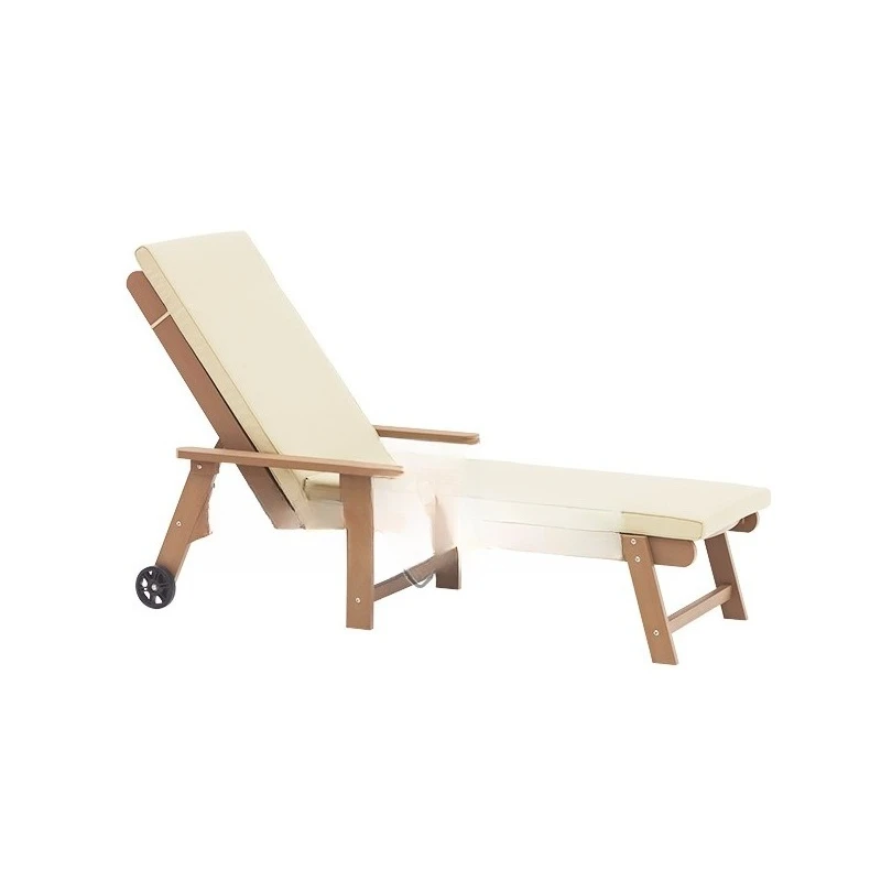 Four-speed adjustable back deck chair plastic wood beach deck chair outdoor garden villa courtyard hot spring rest couch chair