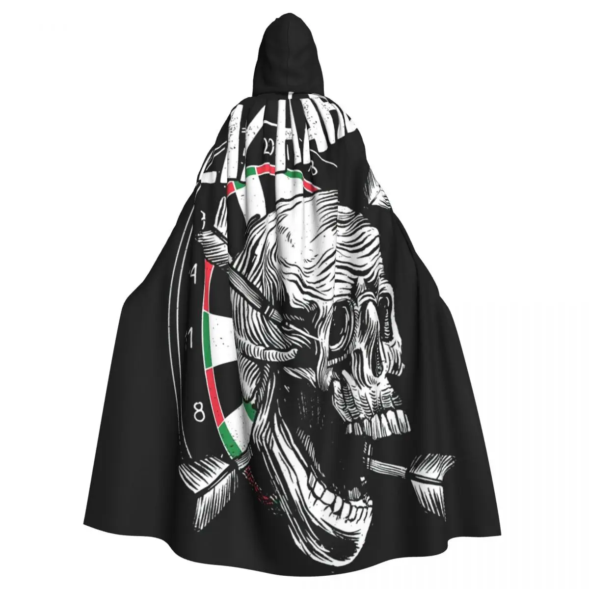 Play Hard Darts Skull Hooded Cloak Halloween Party Cosplay Woman Men Adult Long Witchcraft Robe Hood