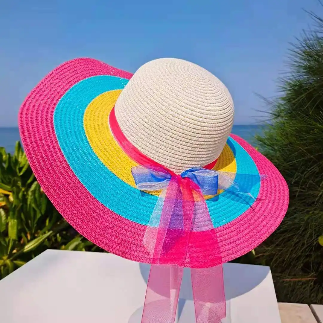 Women\'s Summer Straw Hat Beach Travel Straw Hat Beach Big Brim Sunblock Sunshade Hat Holiday Foldable Летняя соломенная шляпа 