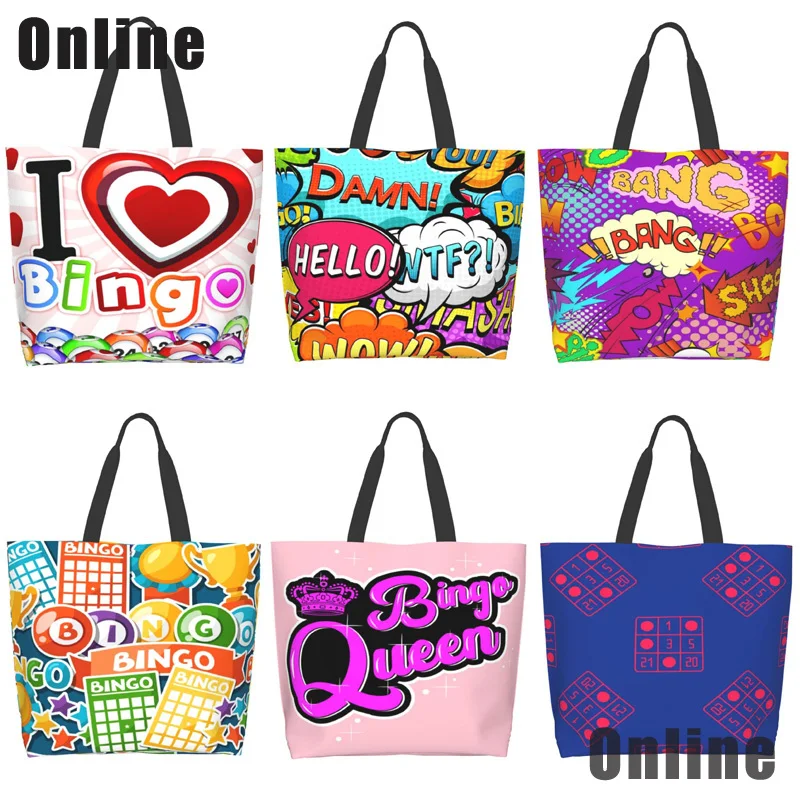 ICH Liebe Bingo Spiel Lustige Handtaschen Schulter Taschen Casual Shopping Mädchen Tote Tasche für Frauen Folding Reusable Einkaufstaschen